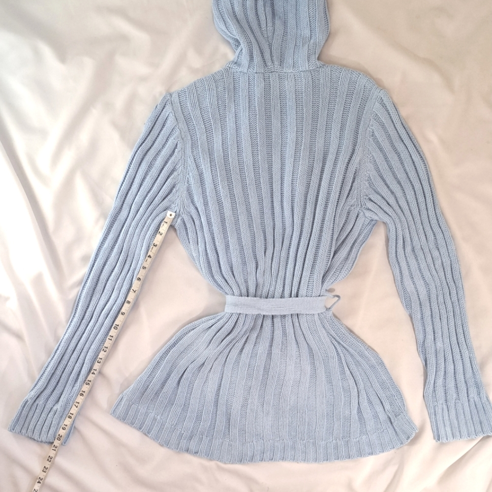 VENEZIA Jeans Co. Cableknit Belted Robe Cardigan Sweater with Hoodie - Picture 10 of 15